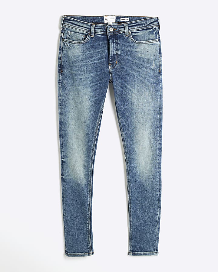 Blue spray on skinny fit jeans