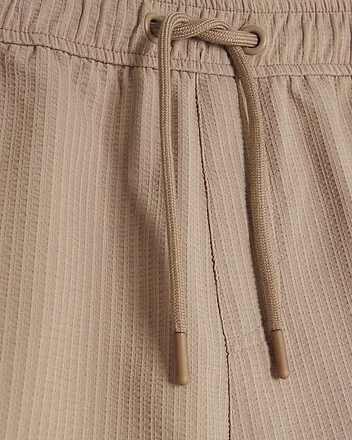 Stone regular fit seersucker swim shorts