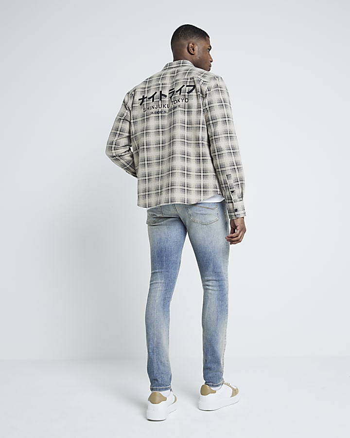 Blue skinny fit ripped jeans