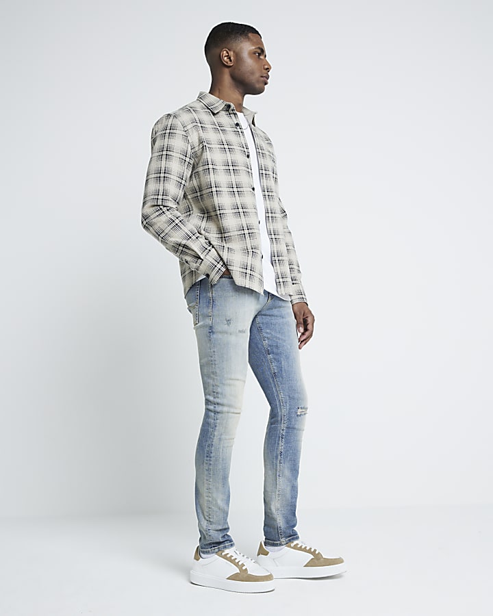 Blue skinny fit ripped jeans