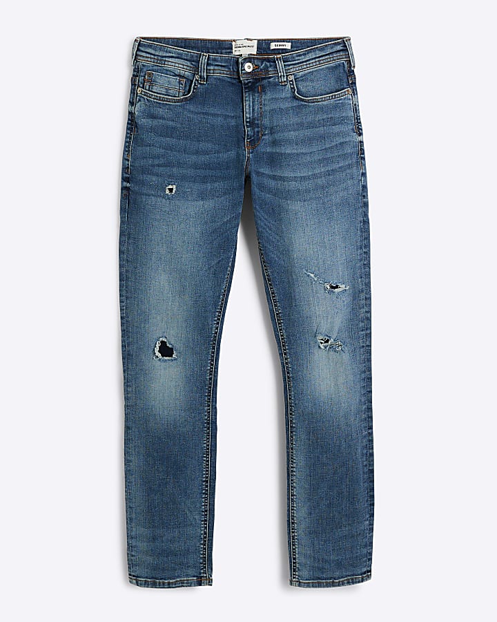 Blue ripped skinny jeans