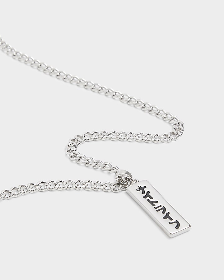 Silver Colour Japanese Tag Necklace