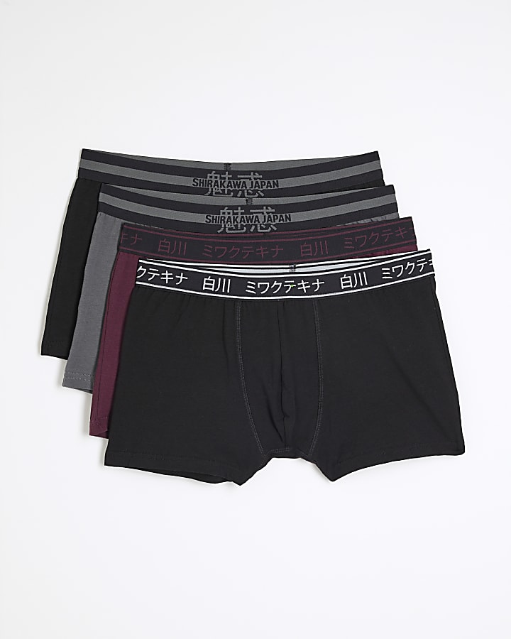 Black 4 Pack Japanese Trunks