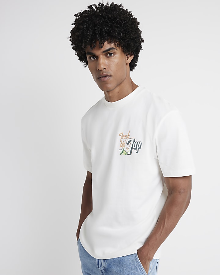 Ecru regular fit 7up graphic t-shirt