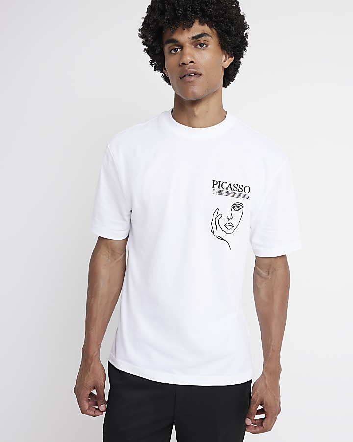 Ecru regular fit Picasso graphic t-shirt