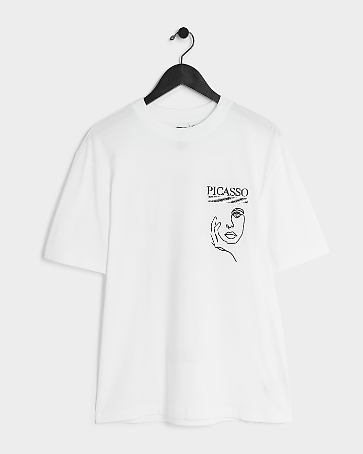 Ecru regular fit Picasso graphic t-shirt