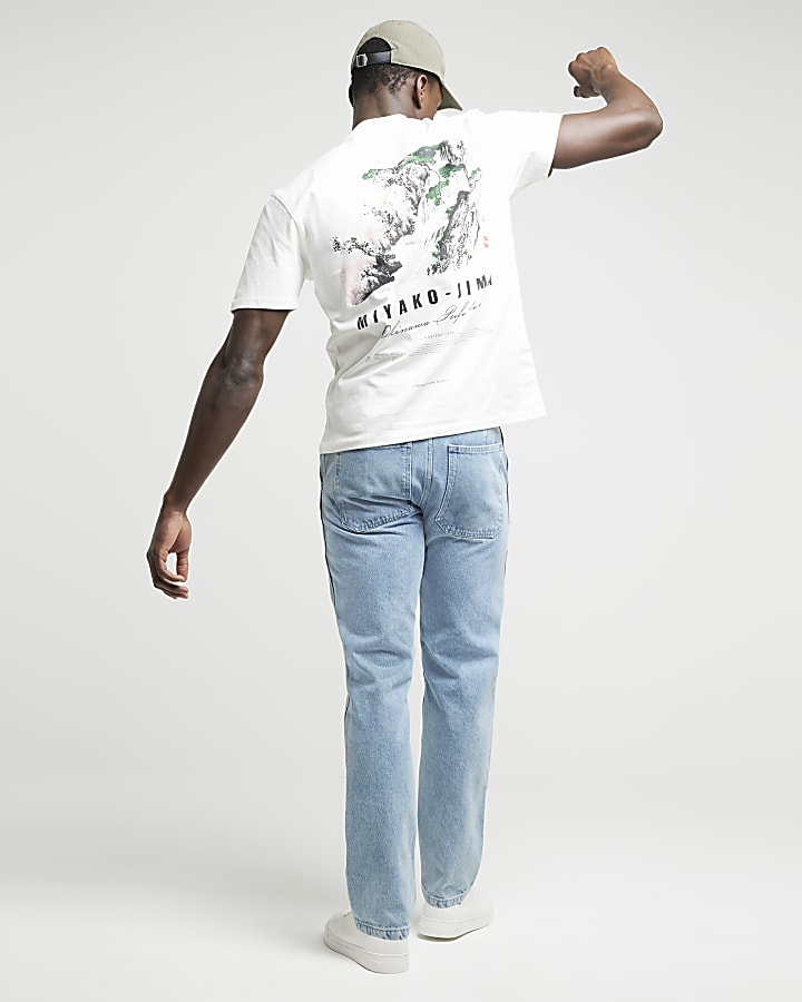 White regular fit graphic print t-shirt