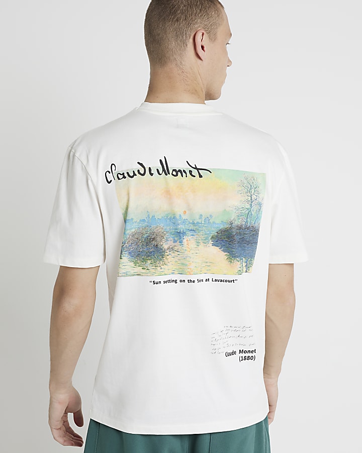 Beige regular fit Monet graphic t-shirt