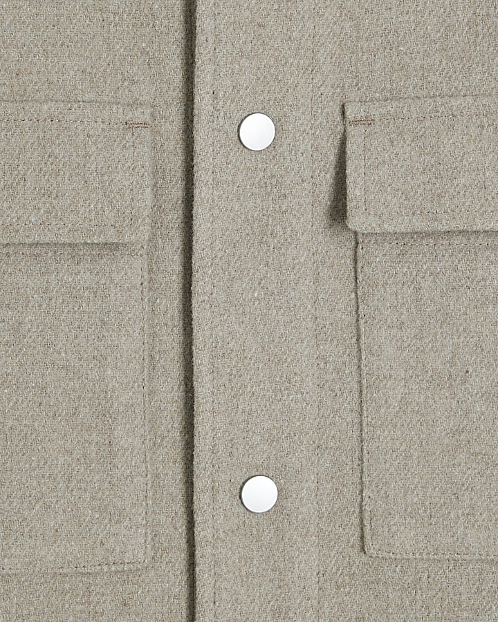 Stone curved hem overshirt