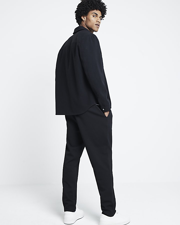 Black regular fit popper fastening shacket