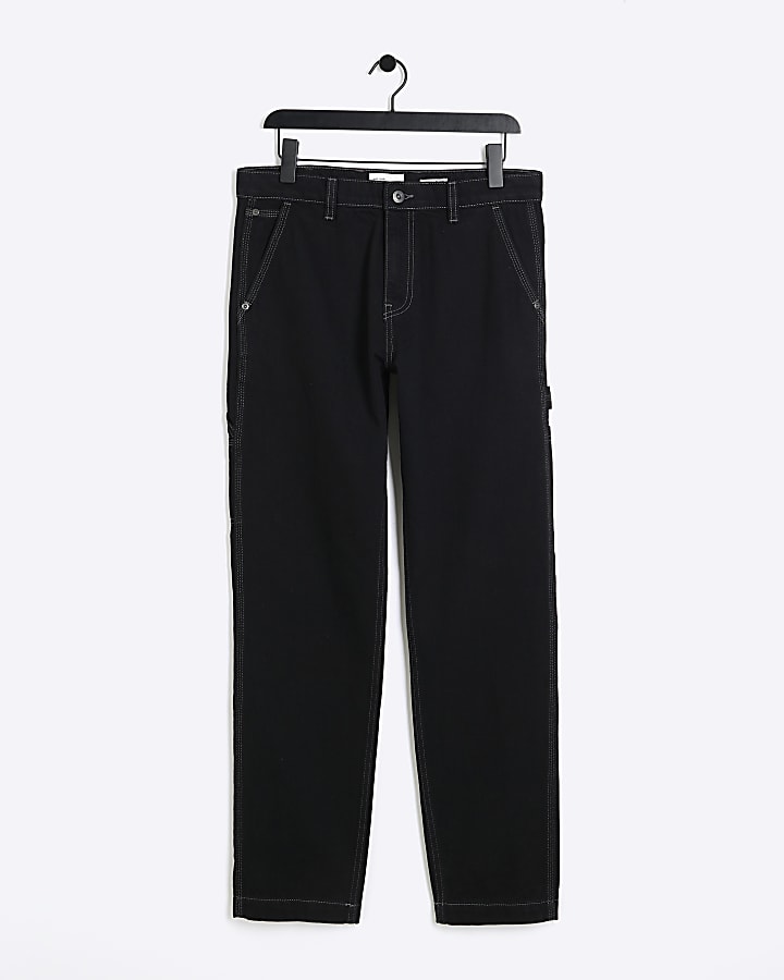 Black carpenter relaxed loose jeans