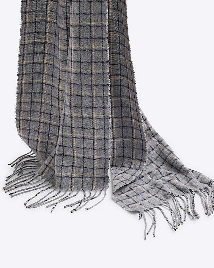 Grey Micro Check Scarf