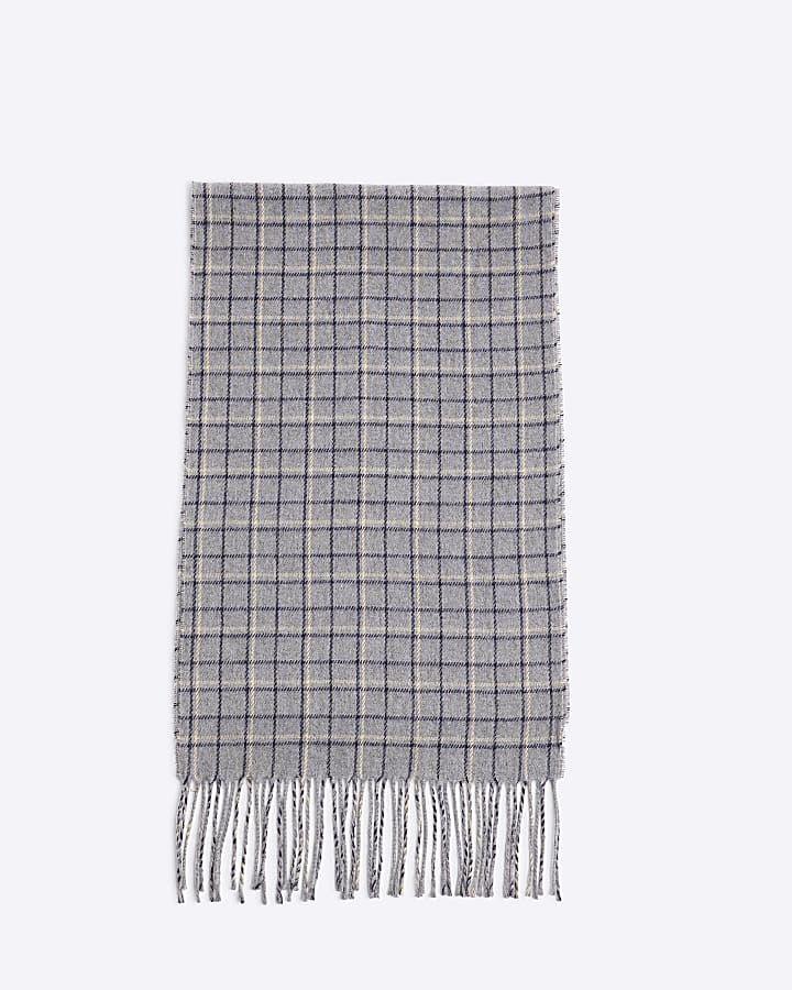 Grey Micro Check Scarf