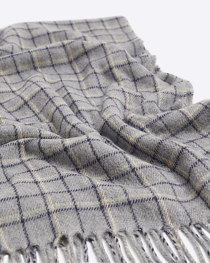 Grey Micro Check Scarf