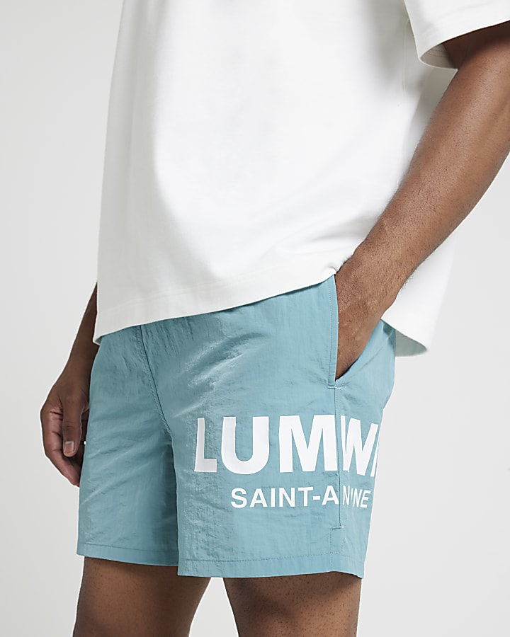 Blue Regular Fit Luminis Graphic Swim Shorts