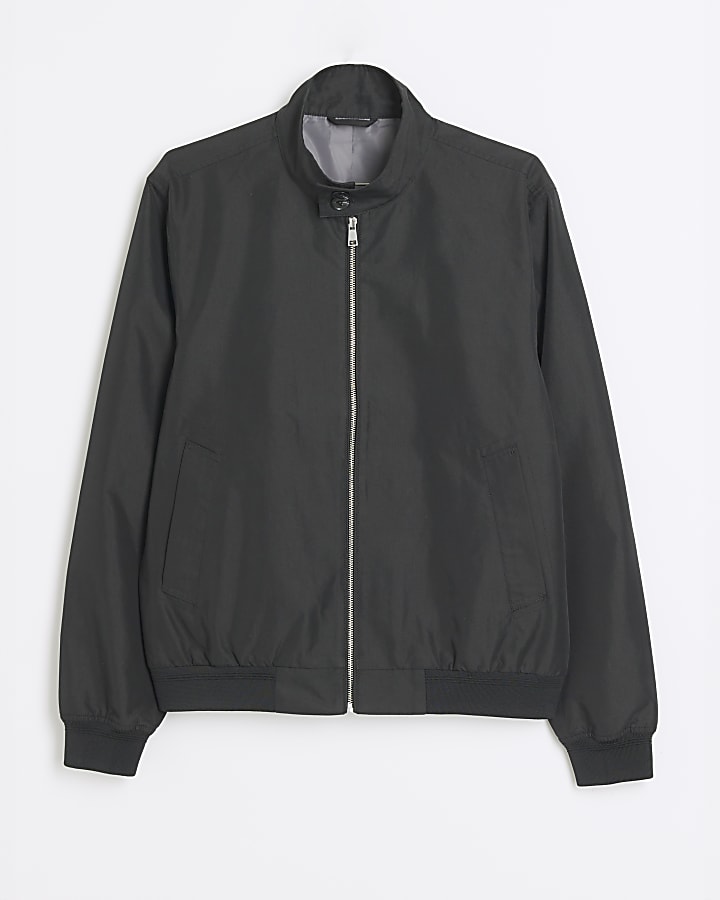 Black Regular Fit Funnel Harrington Jacket