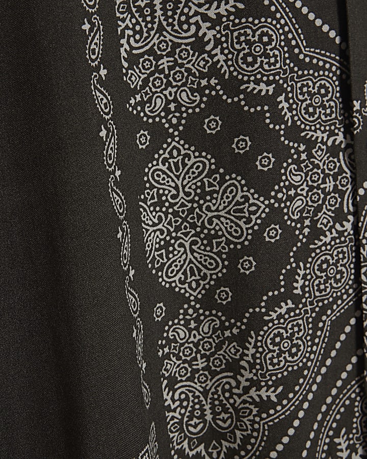 Brown regular fit bandana print shirt