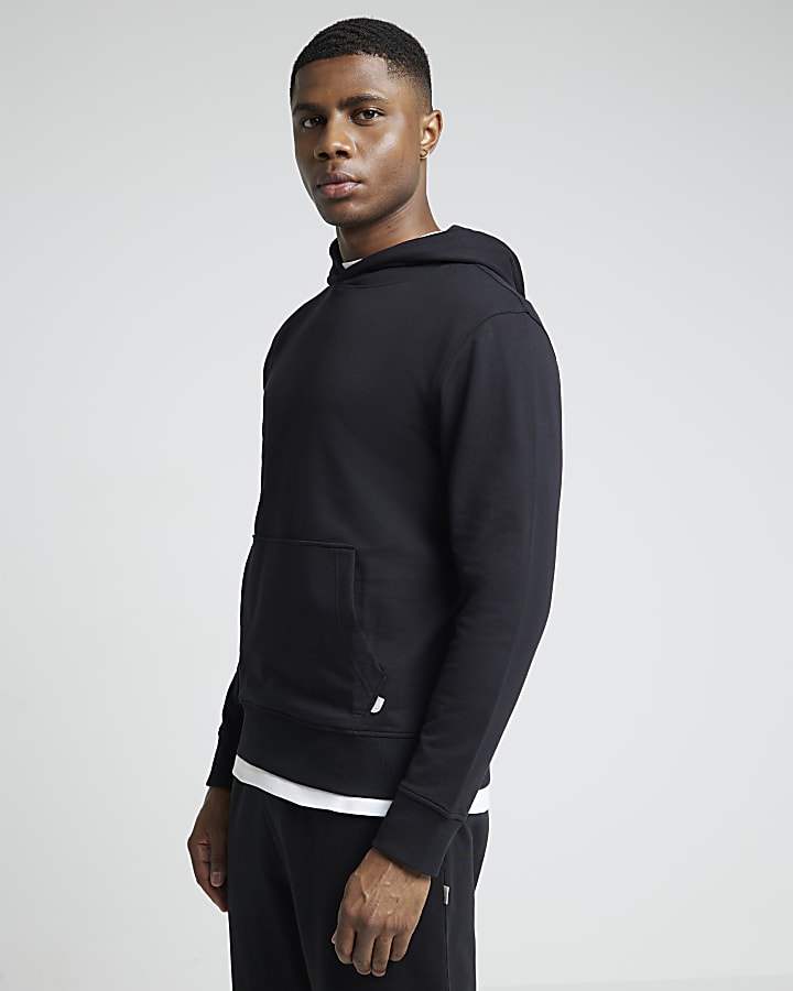 Black Slim Fit Plain Hoodie