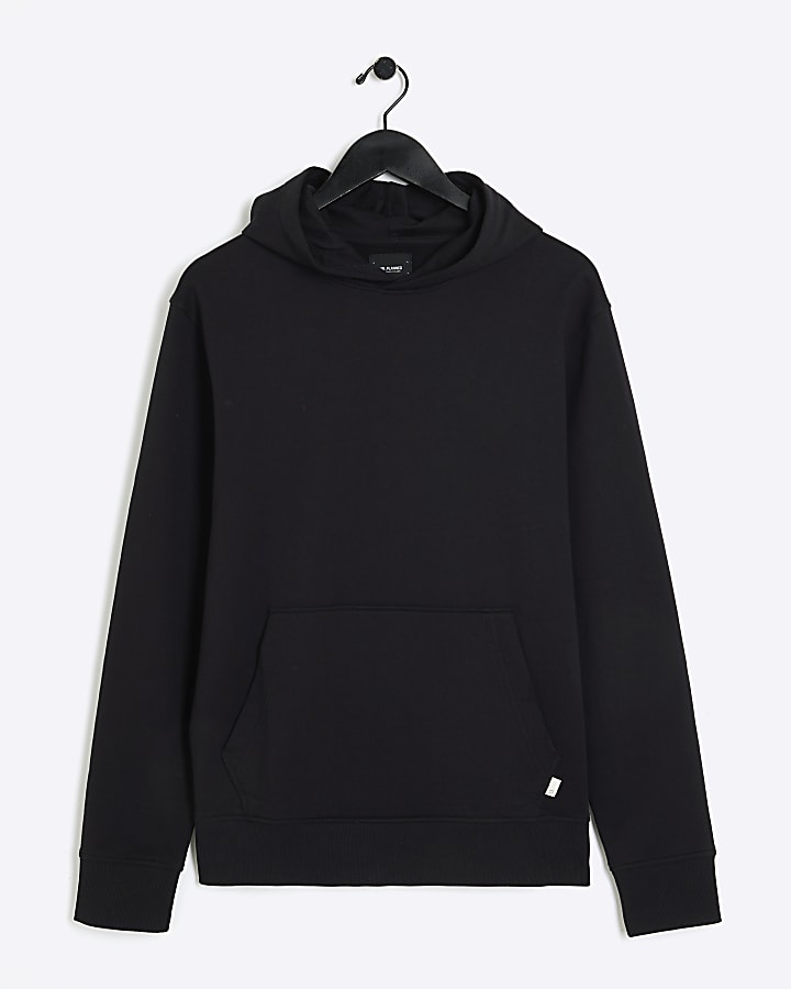 Black Slim Fit Plain Hoodie