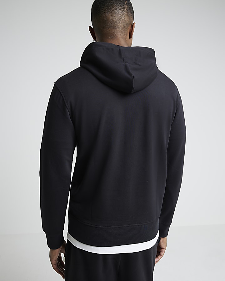 Black Slim Fit Plain Hoodie