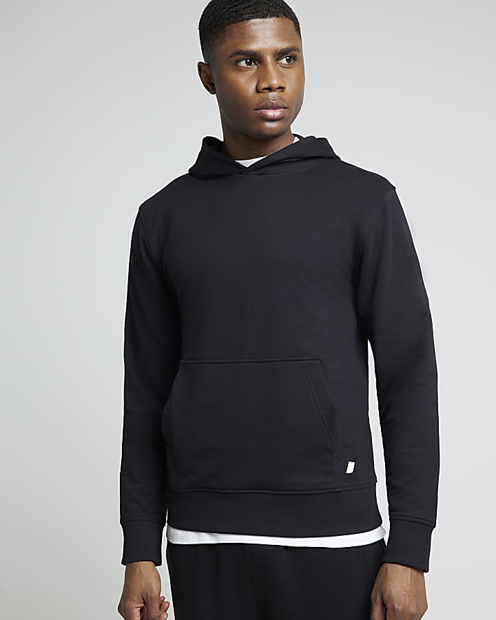 Black Slim Fit Plain Hoodie