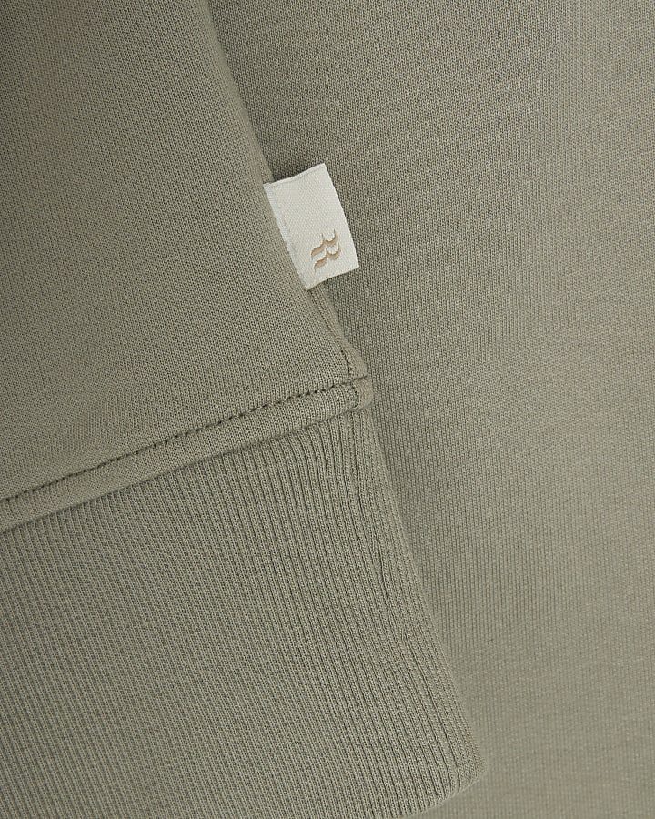 Khaki Slim Fit Plain Sweatshirt