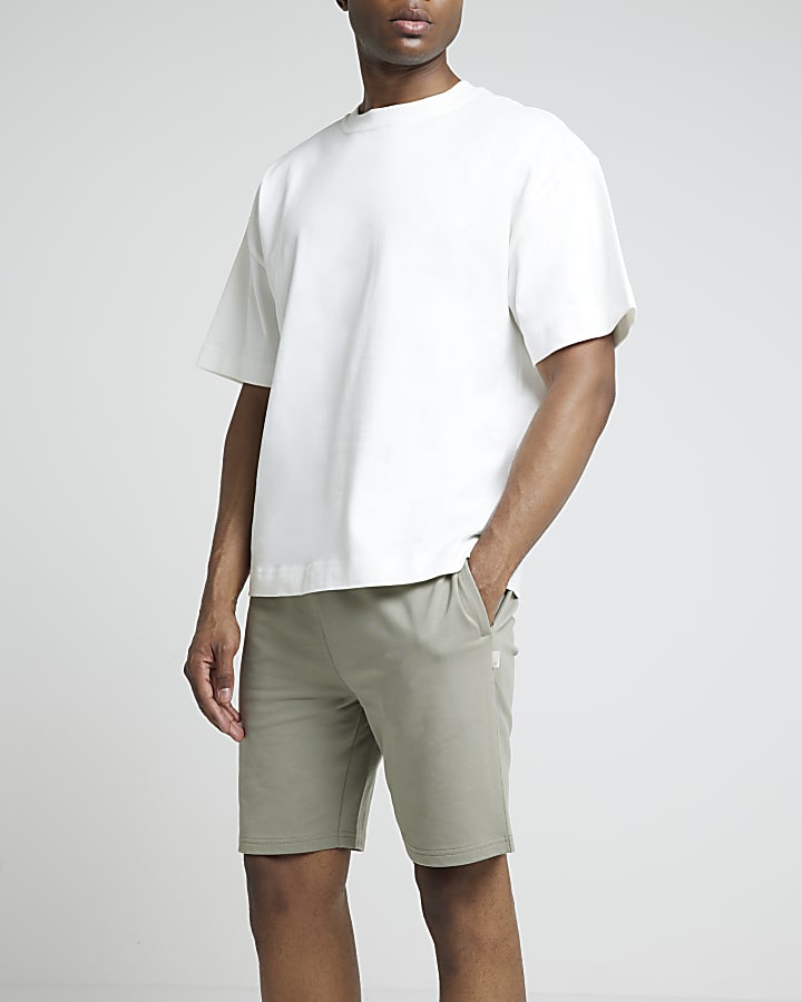 Khaki Slim Fit Jersey Shorts