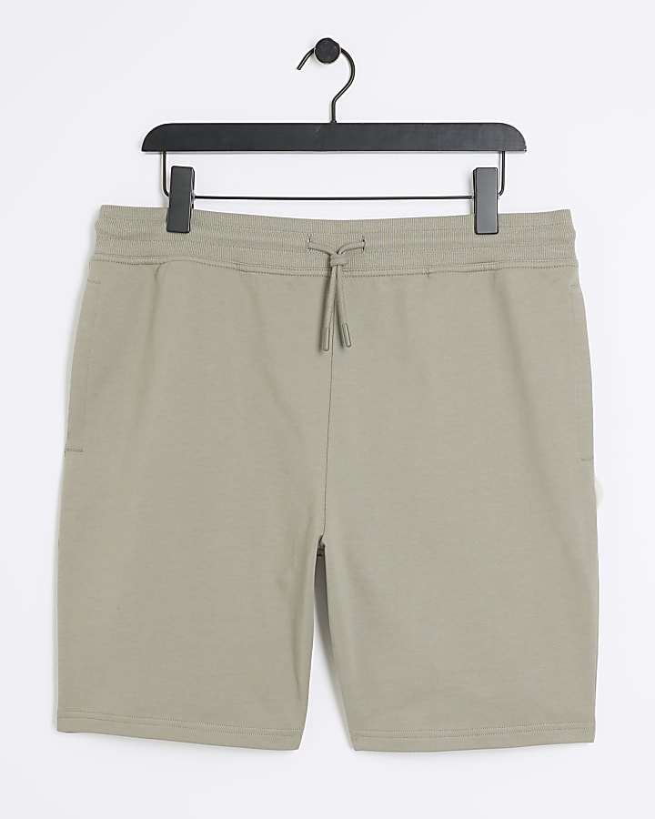 Khaki Slim Fit Jersey Shorts