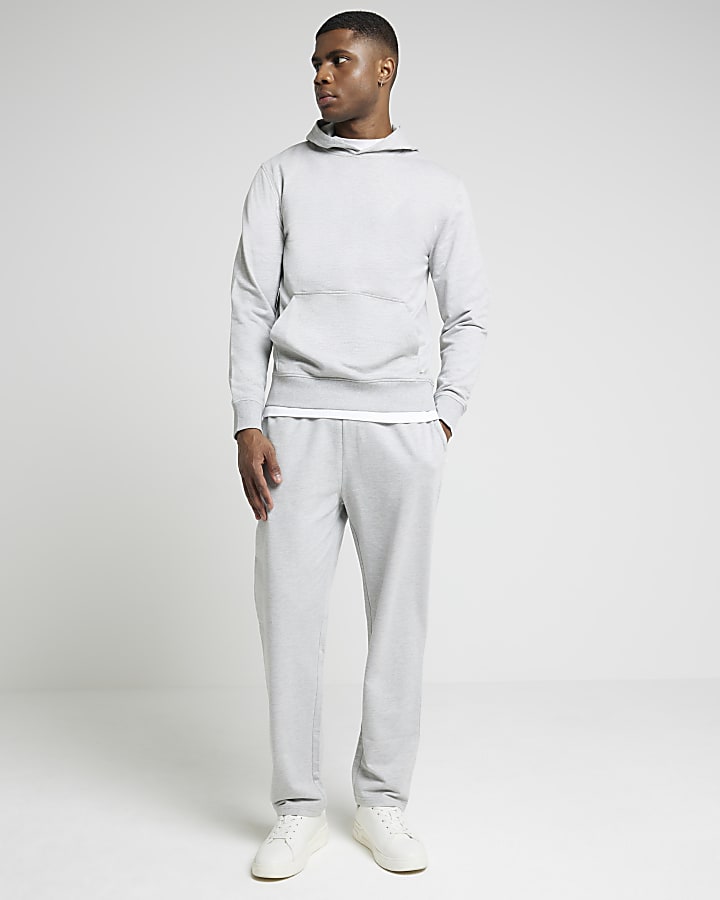 Grey slim fit open hem joggers