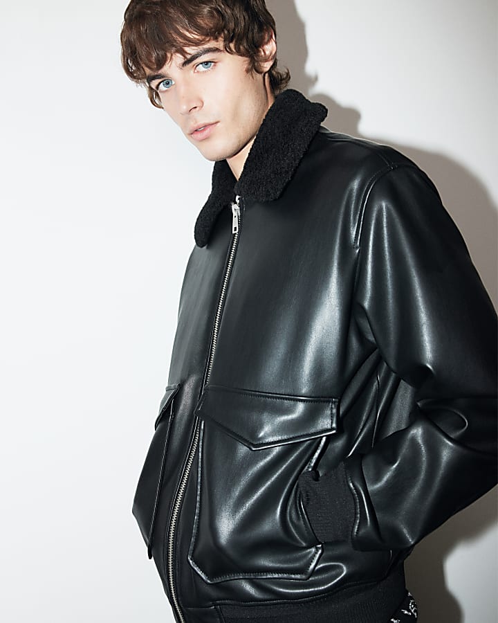 Pleather bomber jacket best sale