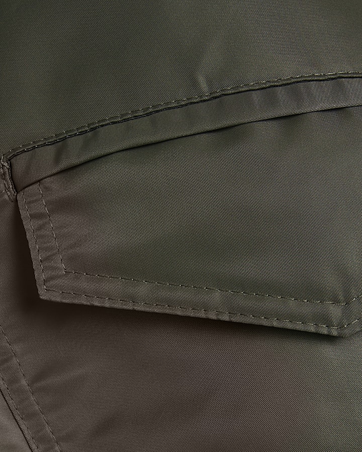 Khaki Borg Collared Bomber Jacket