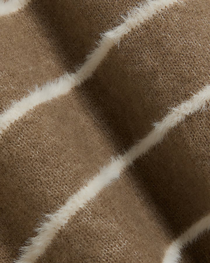 Beige Slim fit stripe knitted jumper