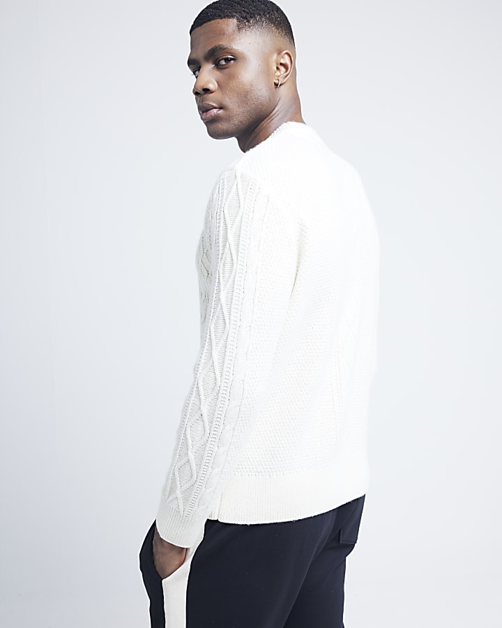 Cream Midweight Cable Knit Jumper