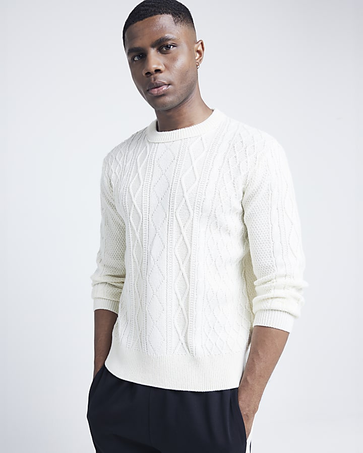 Cable knit cream jumper best sale