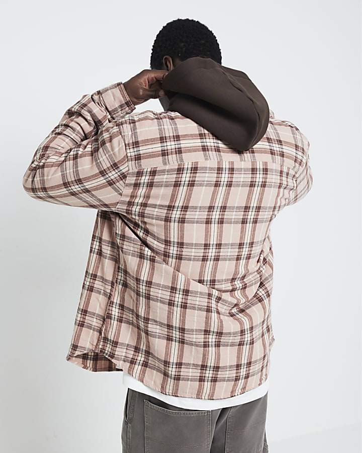 Pink regular fit flannel check shirt