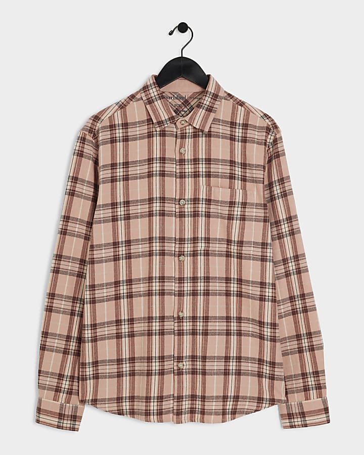 Pink regular fit flannel check shirt