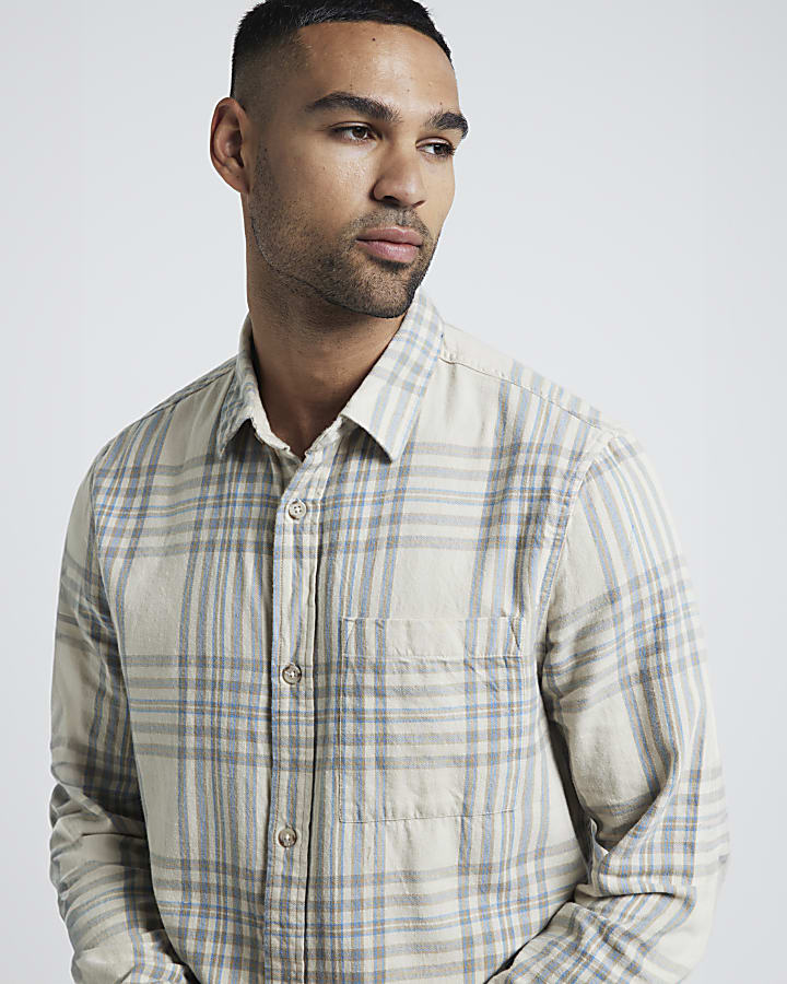 Stone Regular Fit Flannel Check Shirt