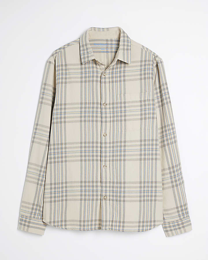 Stone Regular Fit Flannel Check Shirt