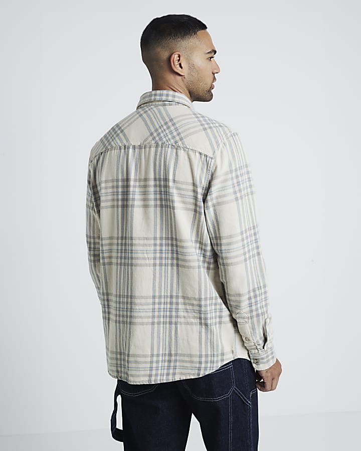 Stone Regular Fit Flannel Check Shirt