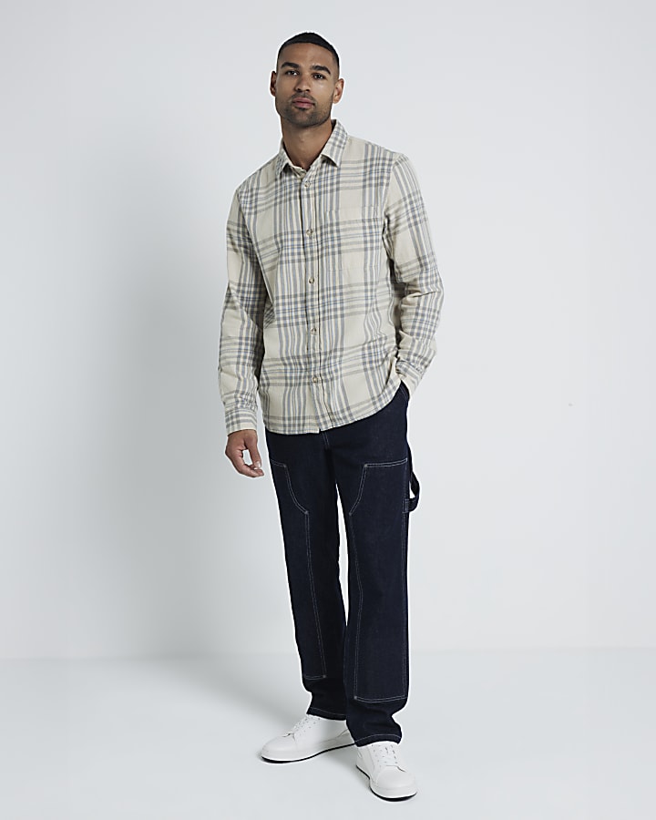 Stone Regular Fit Flannel Check Shirt