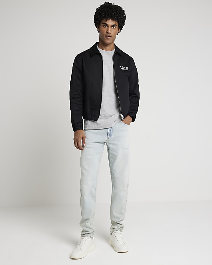 Black regular fit harrington jacket