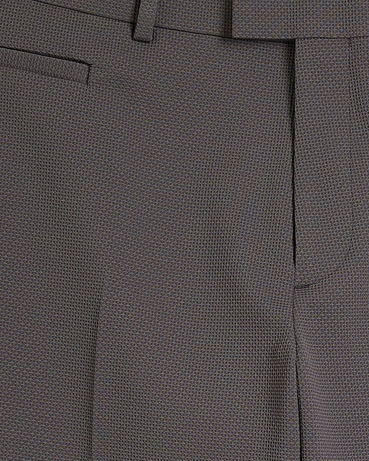 Grey slim fit waffle textured smart trousers