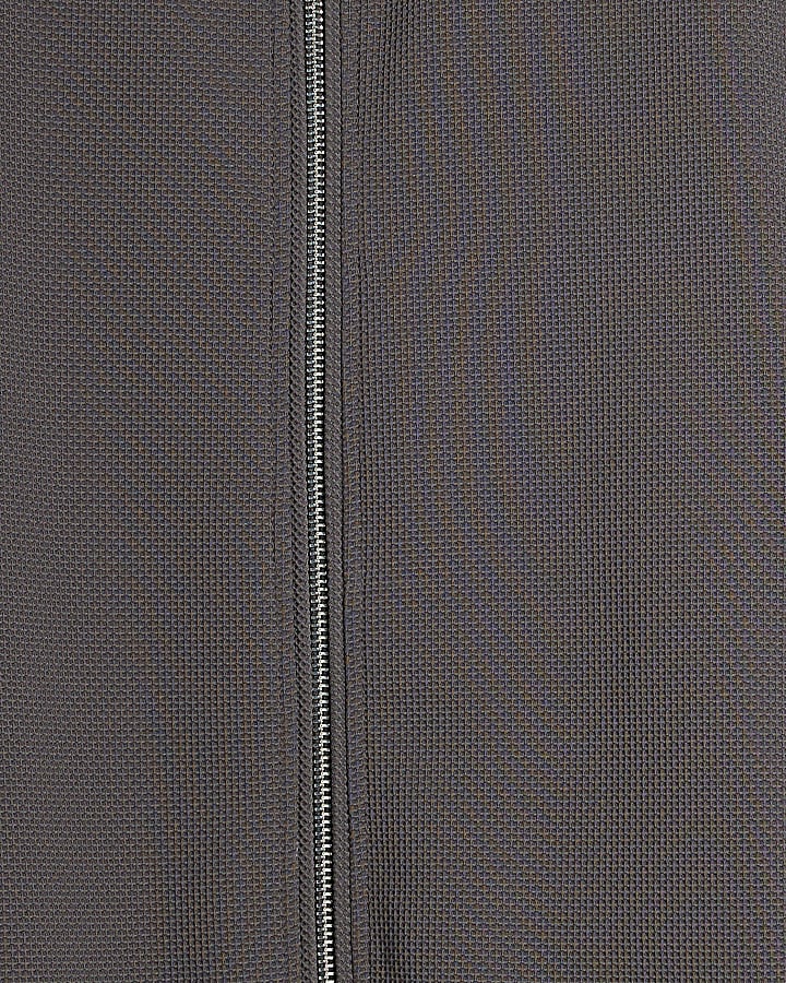Grey Regular Fit Waffle Harrington Jacket