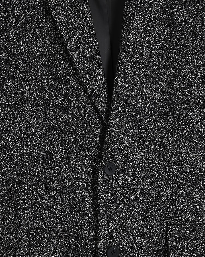 Grey Textured Slim Overcoat