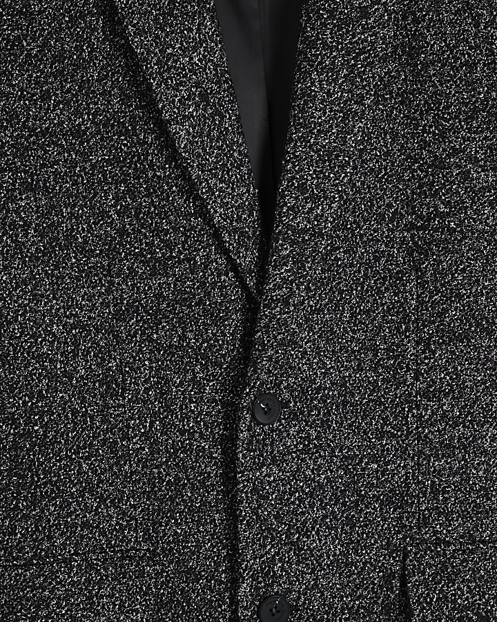 Grey Textured Slim Overcoat