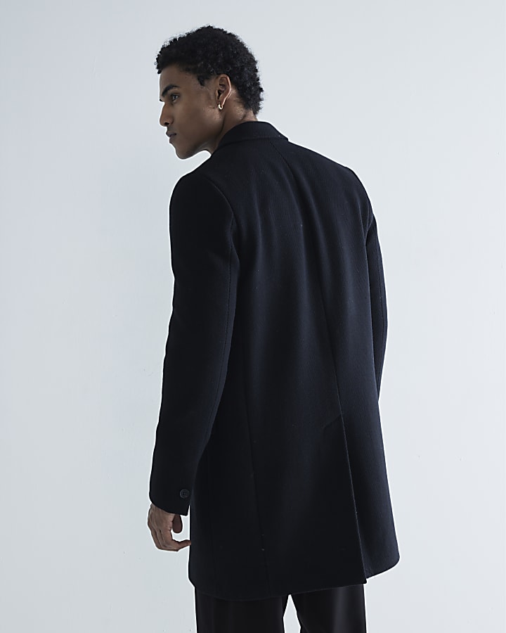 Black Twill Slim Overcoat