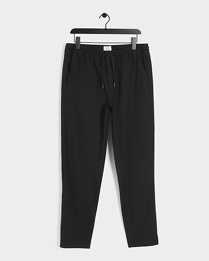 Black tapered fit pull on trousers