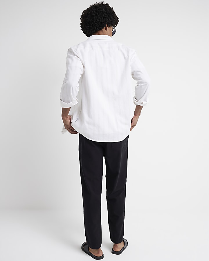 Black tapered fit pull on trousers