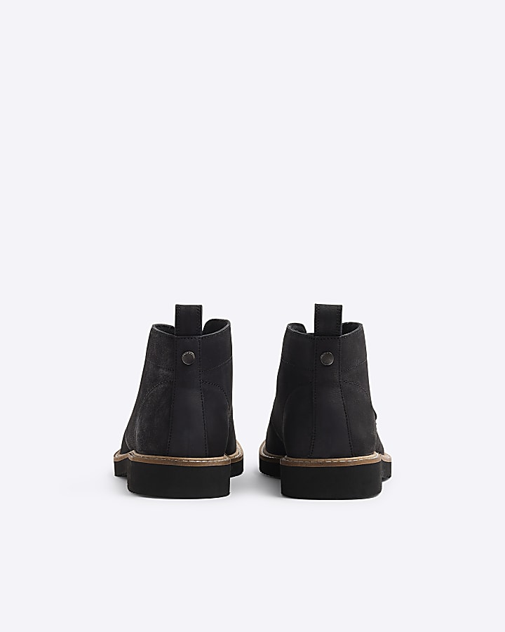 Black leather lace up chukka boots