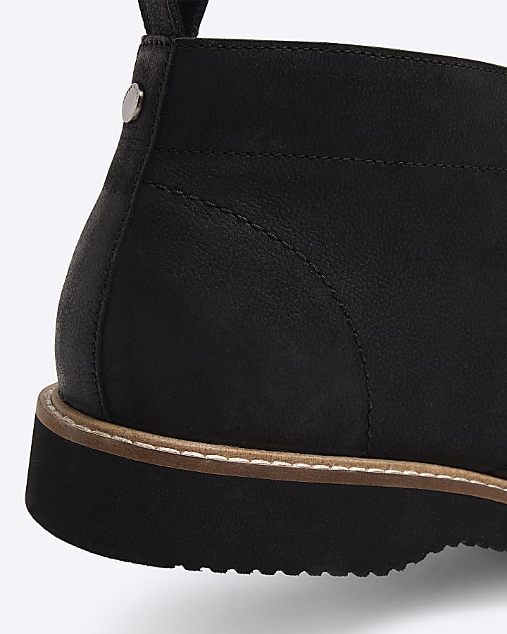 Black leather lace up chukka boots